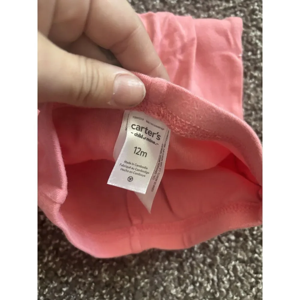 Carter's Pink Toddler Leggings 12 Months Soft Cotton Pull-On Pants